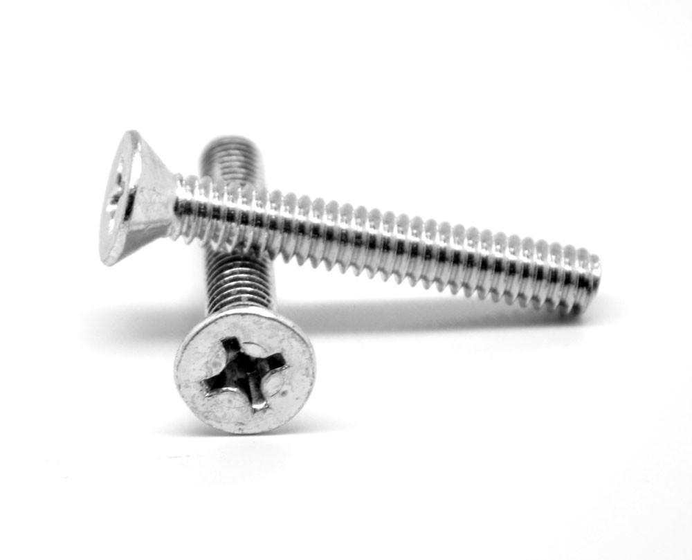 #4-40 x 7/8" (FT) Coarse Thread Machine Screw Phillips Flat Head 100 Degree Low Carbon Steel Zinc Plated