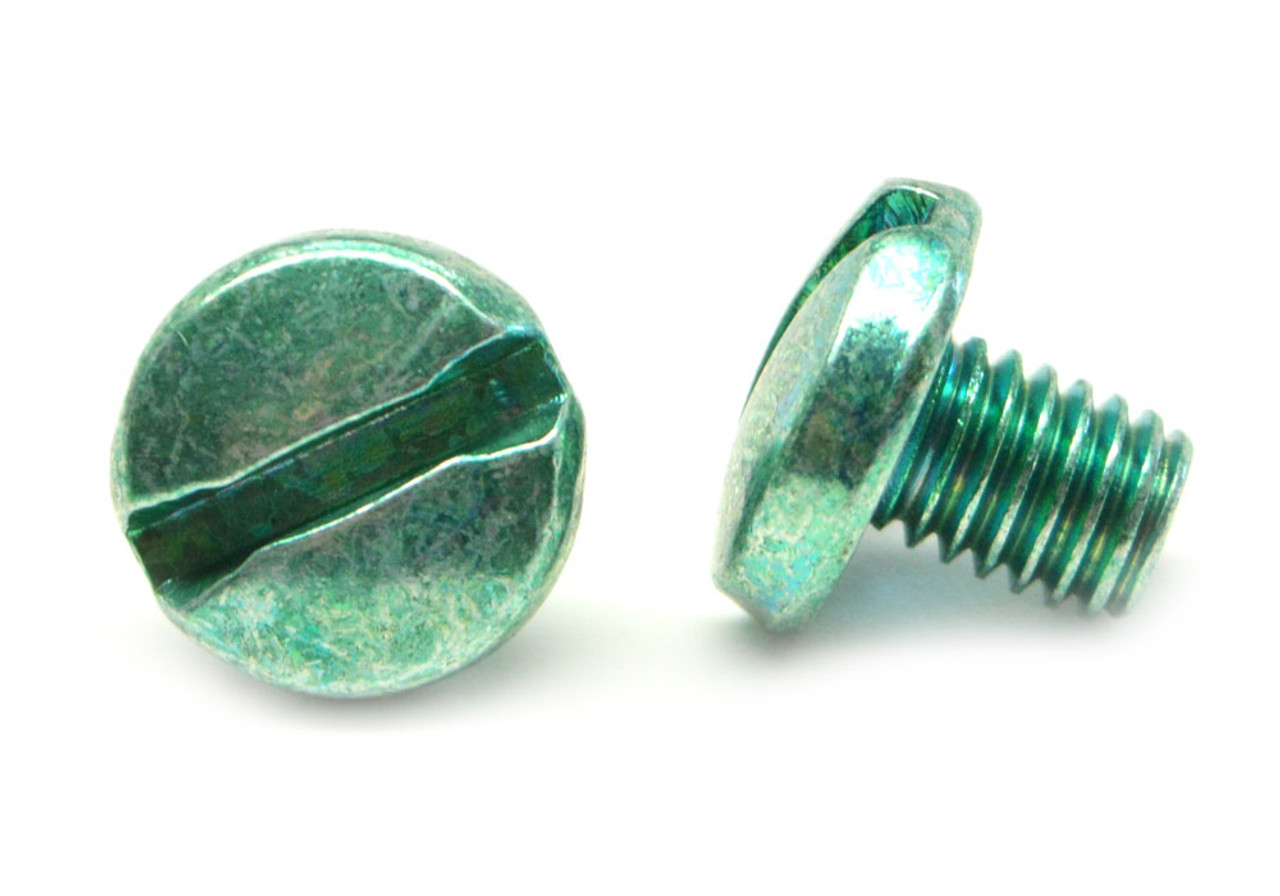 #10-24 x 1/4" (FT) Coarse Thread Machine Screw Slotted Binder Head Undercut Low Carbon Steel Green Zinc Plated