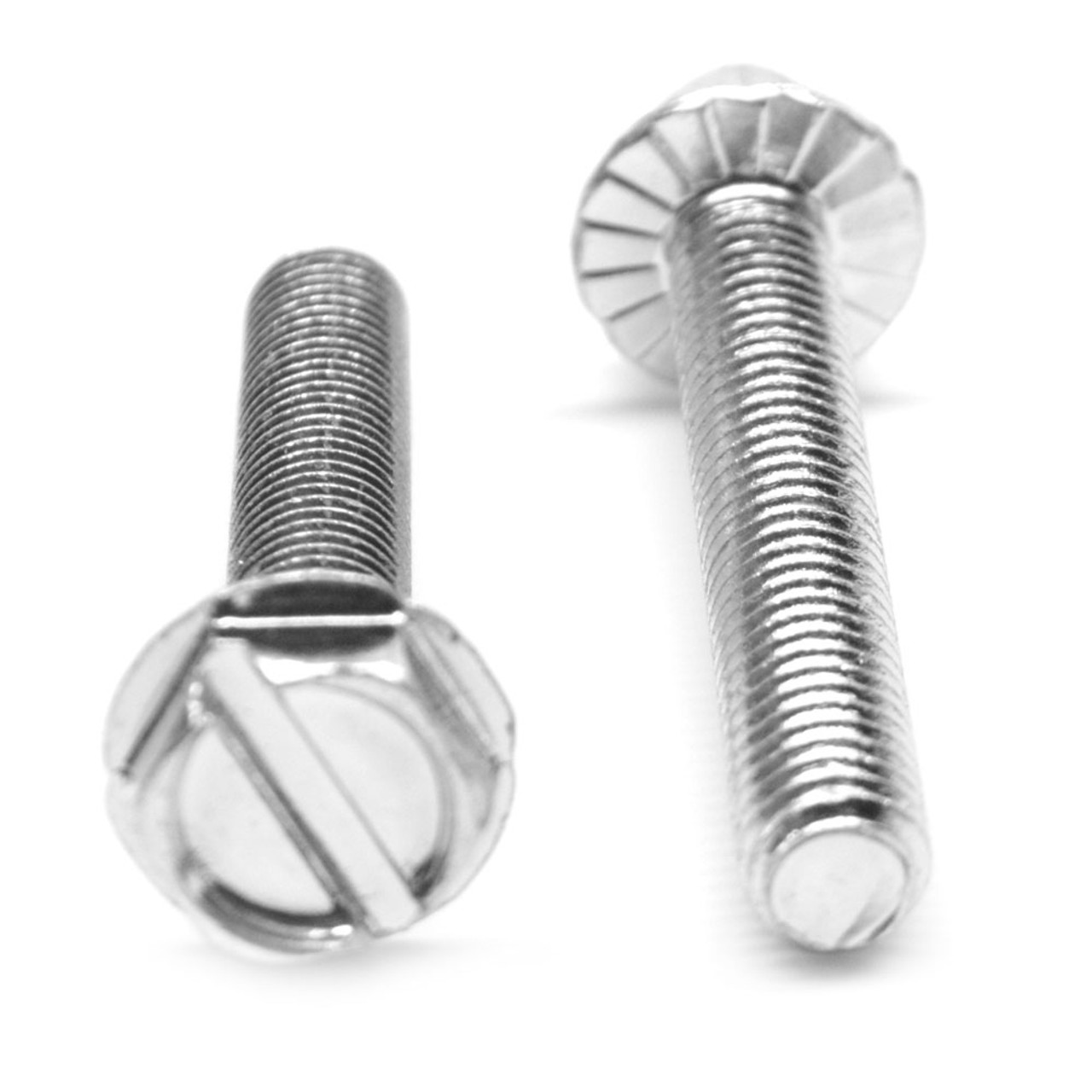 #10-32 x 1/4" (FT) Fine Thread Machine Screw Slotted Hex Washer Head with Serration Low Carbon Steel Zinc Plated