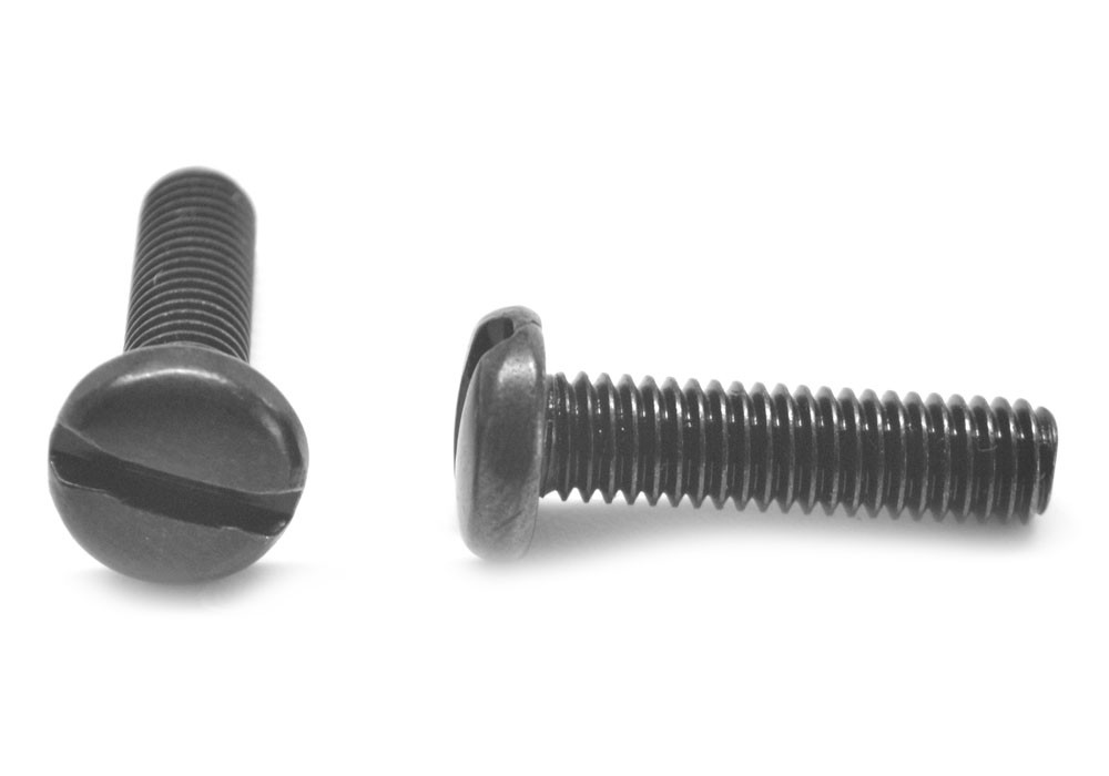 1/4-20 x 3/4 Coarse Thread Machine Screw Slotted Pan Head Low Carbon Steel Black Zinc Plated