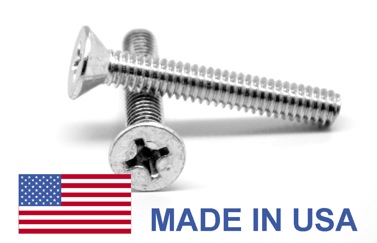 #0-80 x 1/8" (FT) Fine Thread MS24693 Machine Screw Phillips Flat Head 100 Degree - USA Low Carbon Steel Cadmium Plated