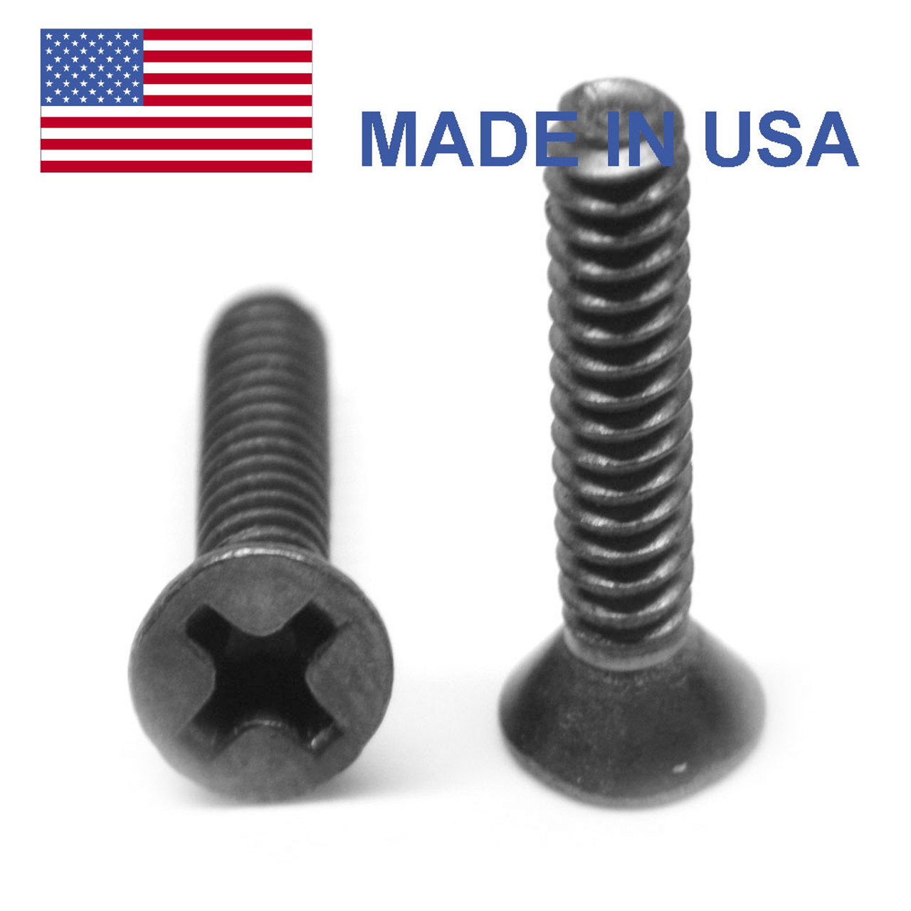 #10-24 x 1/2" (FT) Coarse Thread MS24693-B Machine Screw Phillips Flat Head 100 Degree - USA Low Carbon Steel Cadmium Plated