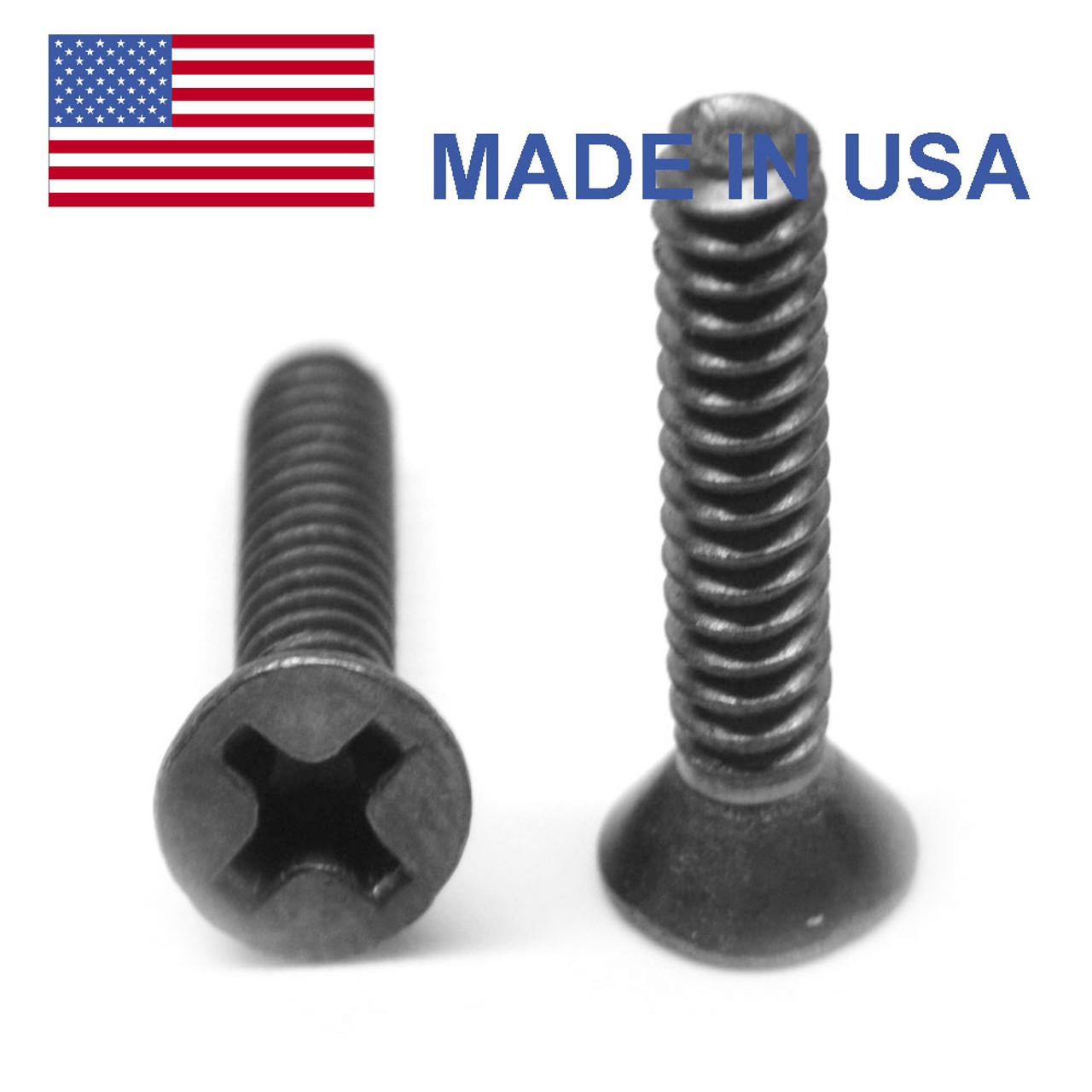 #2-56 x 5/32" (FT) Coarse Thread MS24693-B Machine Screw Phillips Flat Head 100 Degree - USA Low Carbon Steel Cadmium Plated