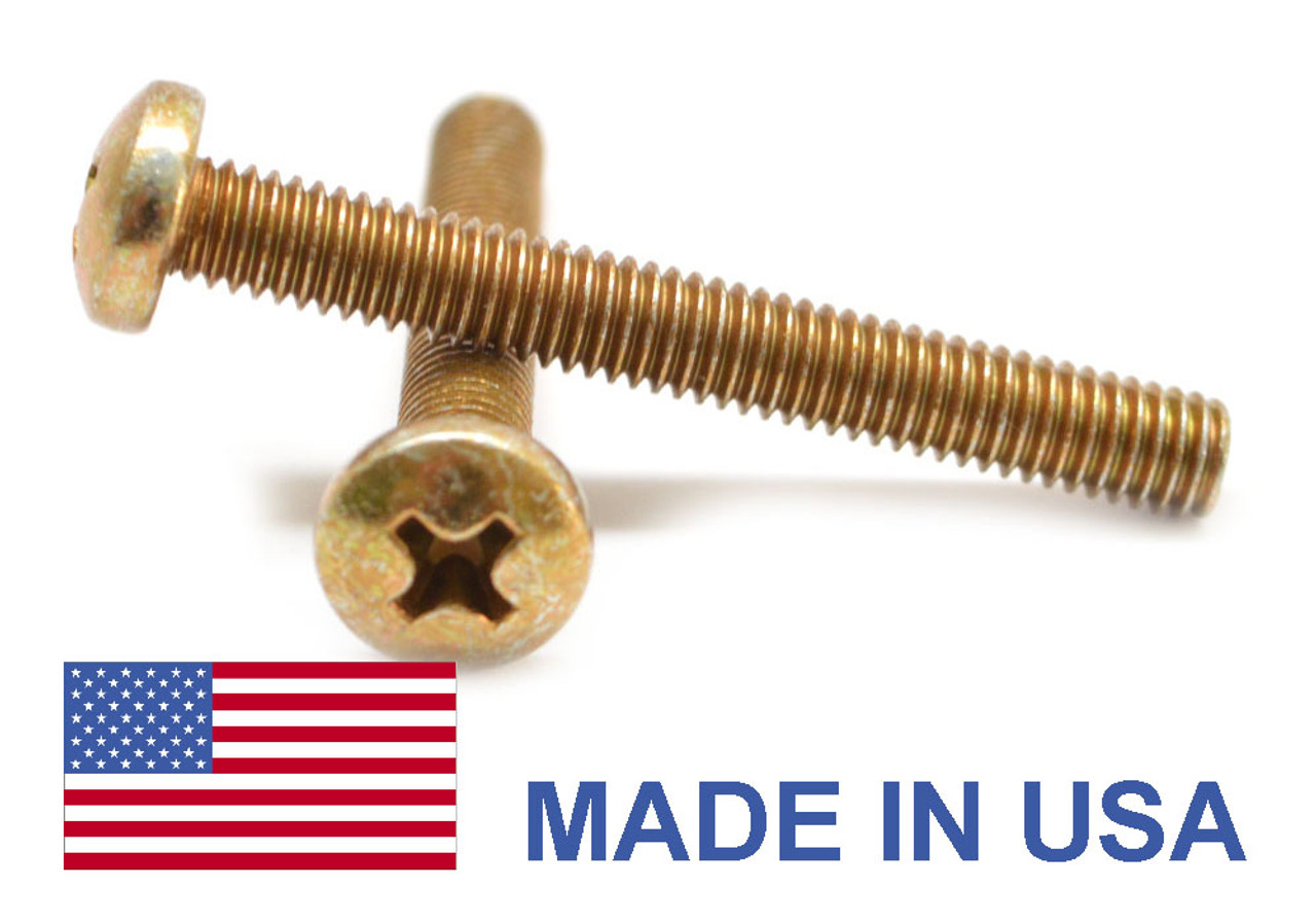 #10-32 x 1" (FT) Fine Thread MS35207 Machine Screw Phillips Pan Head - USA Low Carbon Steel Cadmium Plated