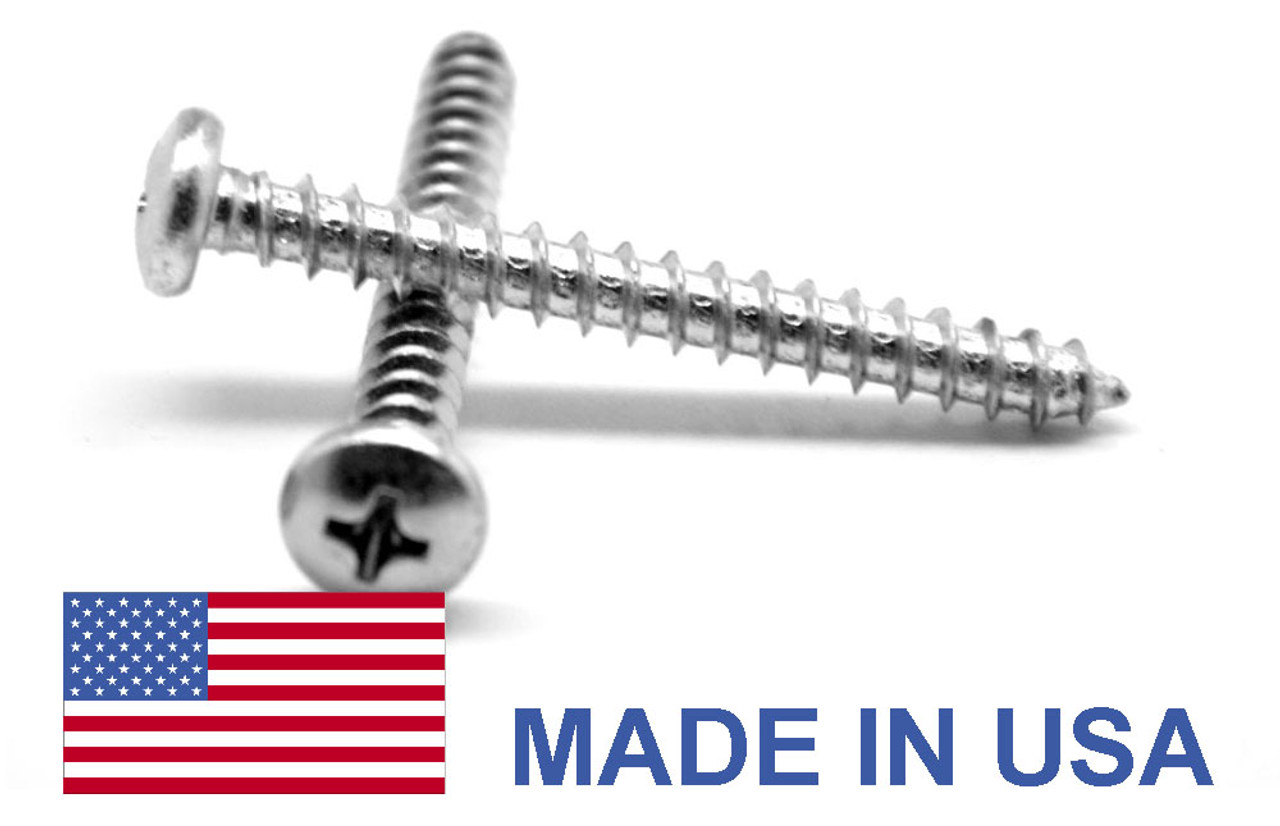 #10-16 x 1" MS51861 Sheet Metal Screw Phillips Pan Head Type AB - USA Low Carbon Steel Cadmium Plated