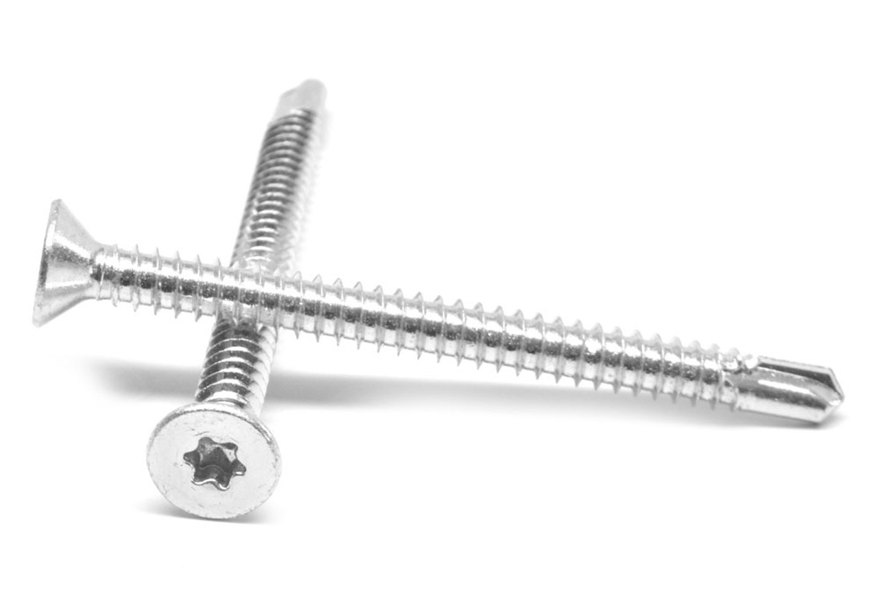 #6-20 x 1" (FT) Self Drilling Screw 6 Lobe Flat Head #2 Point Low Carbon Steel Zinc Plated