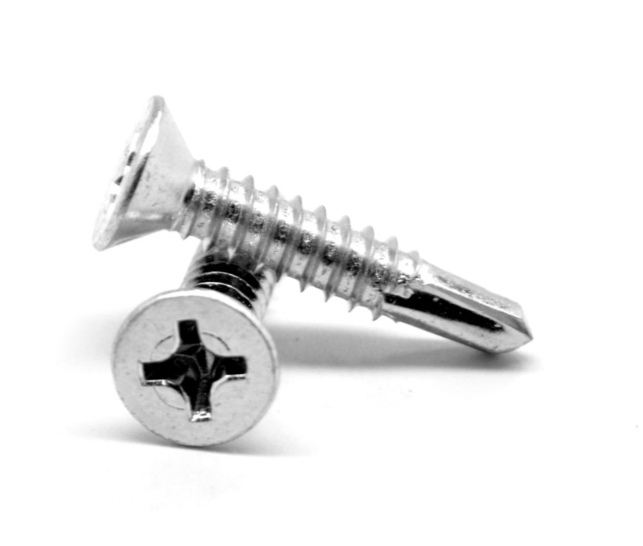 #7-19 x 3/4" (FT) Self Drilling Screw Phillips Flat Head #2 Point Low Carbon Steel Zinc Plated