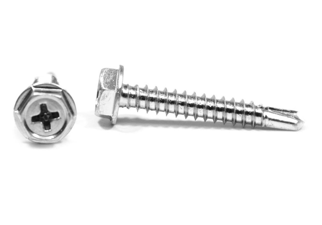 #12-14 x 1 1/2" (FT) Self Drilling Screw Phillips Hex Washer Head #3 Point Low Carbon Steel Zinc Plated
