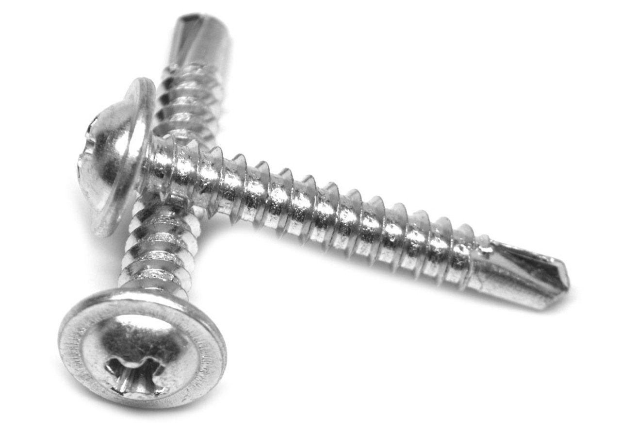 #10-16 x 3/4" (FT) Self Drilling Screw Phillips Round Washer Head #3 Point Low Carbon Steel Zinc Plated