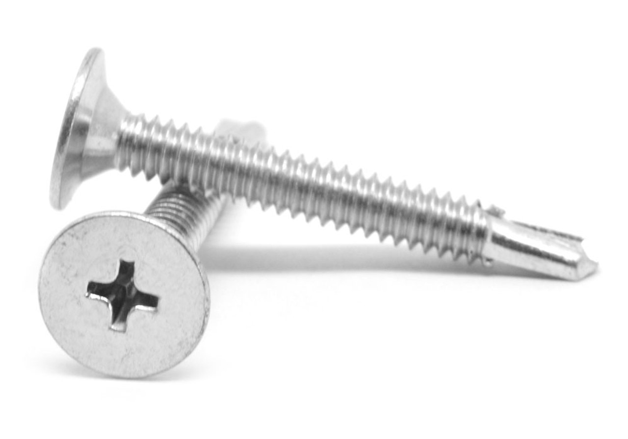 #10-24 x 1" (FT) Coarse Thread Self Drilling Screw Phillips Wafer Head #3 Point Stainless Steel 18-8