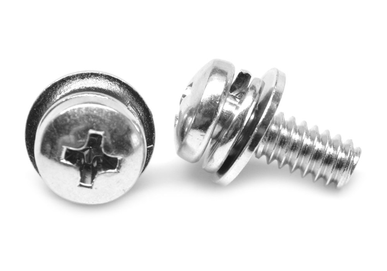 1032 x 1/2 Fine Thread Machine Screw SEMS Phillips Pan Head Split