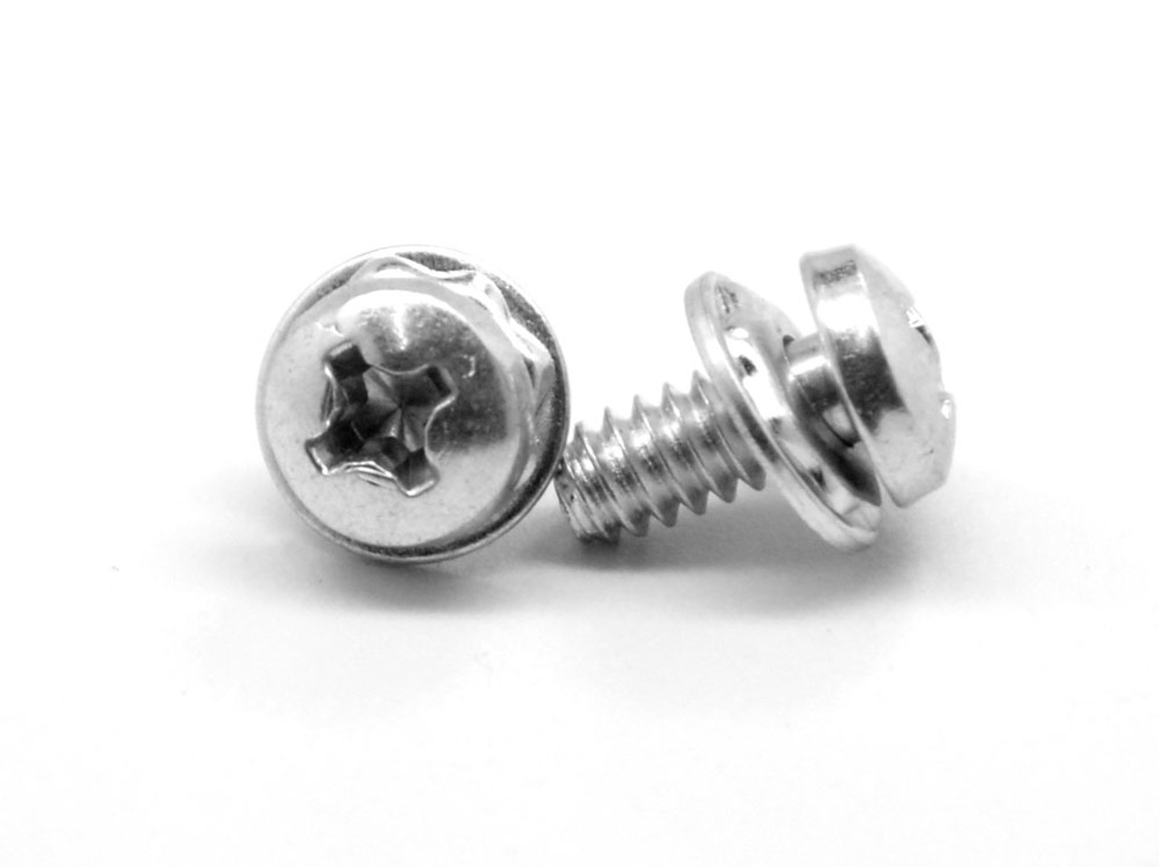 #10-32 x 3/4" (FT) Fine Thread Machine Screw SEMS Phillips Pan Head Square Cone Washer Stainless Steel 18-8 w/ SS410 Washer