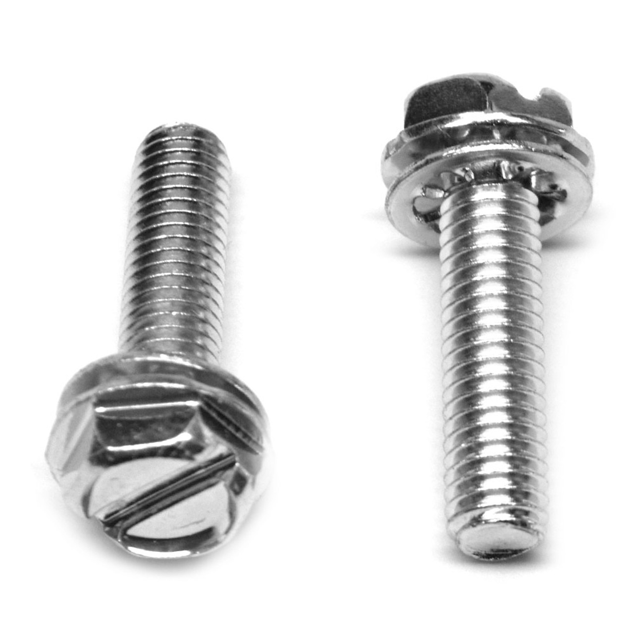 #8-32 x 1/2" (FT) Coarse Thread Machine Screw SEMS Slotted Hex Washer Head Internal Tooth Lockwasher Low Carbon Steel Zinc Plated