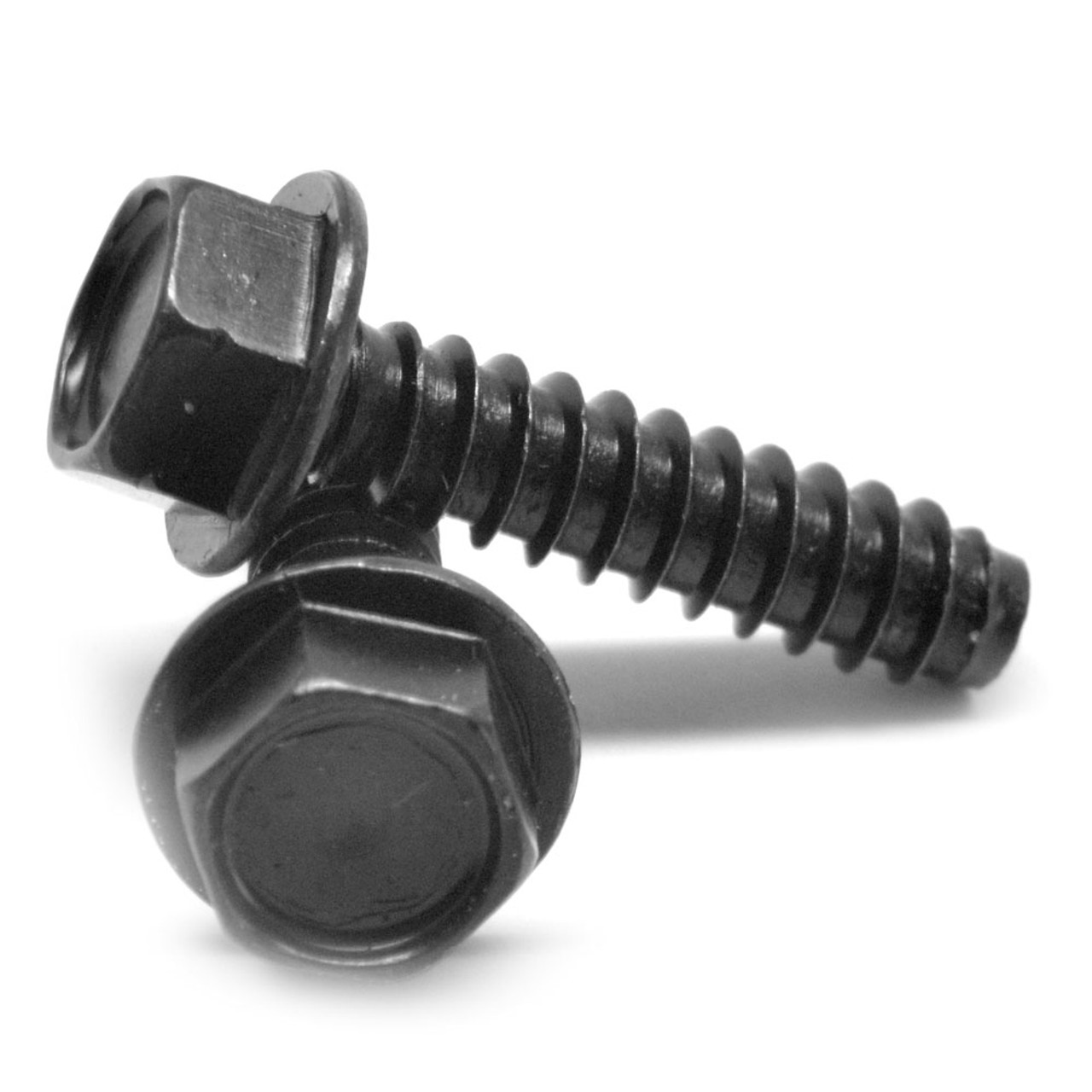 #8 x 3/8 Sheet Metal Screw Slotted Hex Washer Head Type AB Black Oxide 