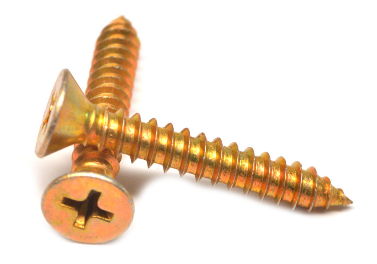 #7-19 x 1 1/2" (FT) Sheet Metal Screw Phillips Flat Head Type AB Low Carbon Steel Yellow Zinc Plated