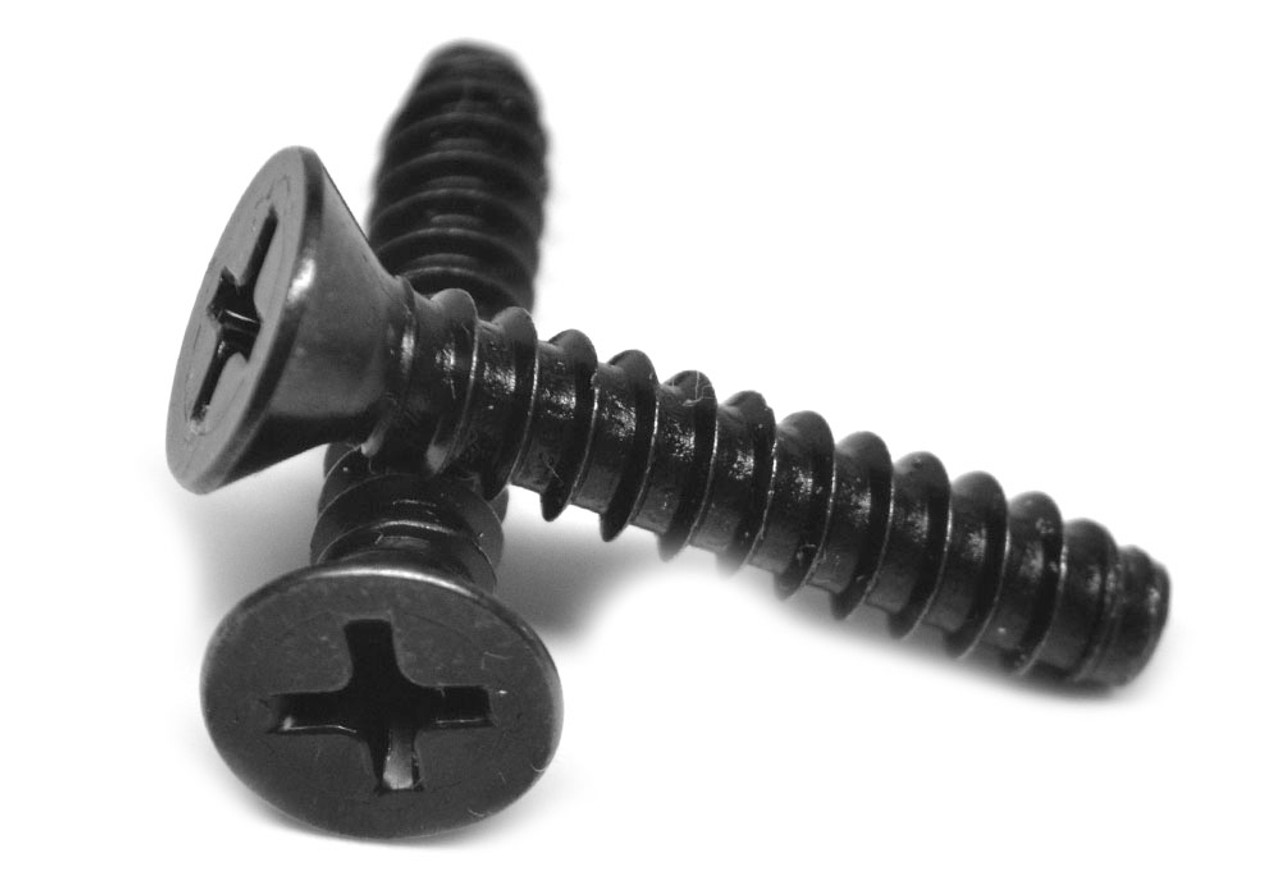 #10-16 x 1" (FT) Sheet Metal Screw Phillips Flat Head Type B Low Carbon Steel Black Oxide