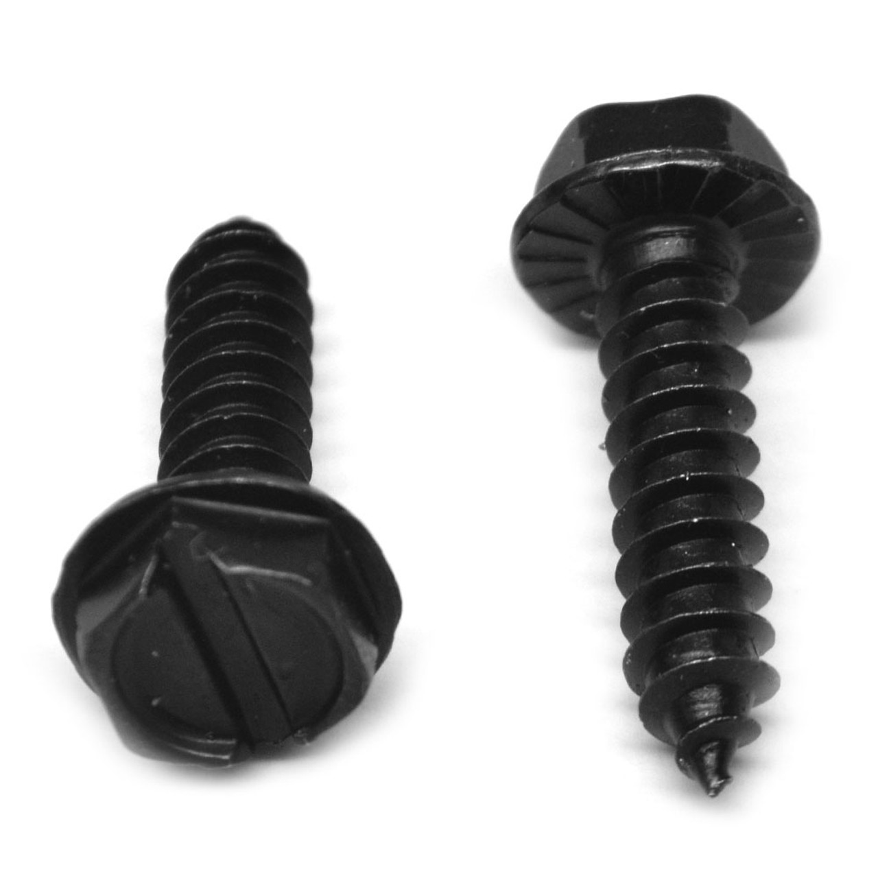 #10-16 x 3/4" (FT) Sheet Metal Screw Slotted Hex Washer Head with Serration Type AB Low Carbon Steel Black Oxide