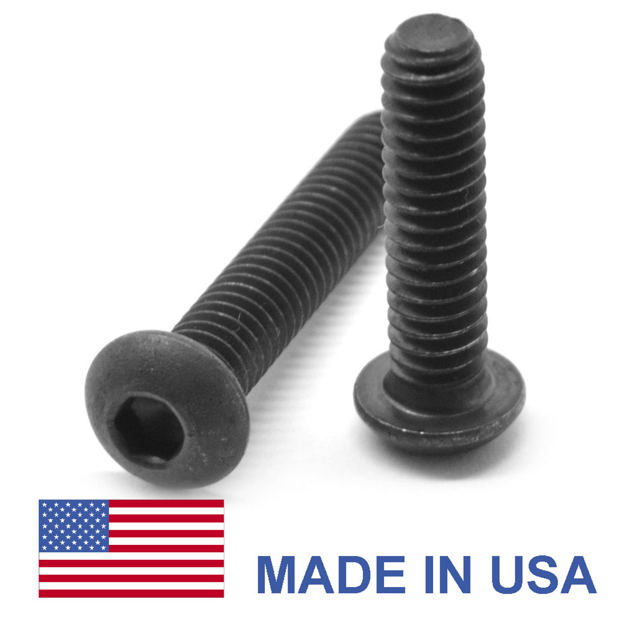 #10-32 x 1/2" (FT) Fine Thread Socket Button Head Cap Screw - USA Alloy Steel Black Oxide
