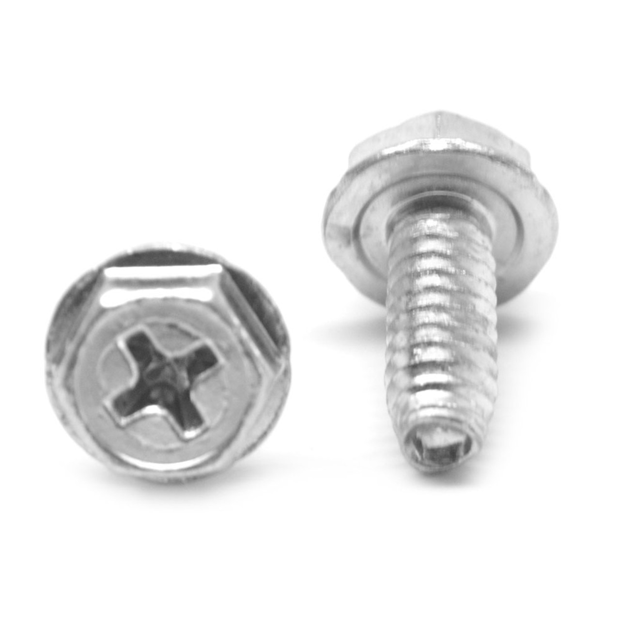 #10-32 x 3/8" (FT) Fine Thread Taptite?-Alternative Thread Rolling Screw Phillips Hex Washer Head Low Carbon Steel Zinc Plated / Wax