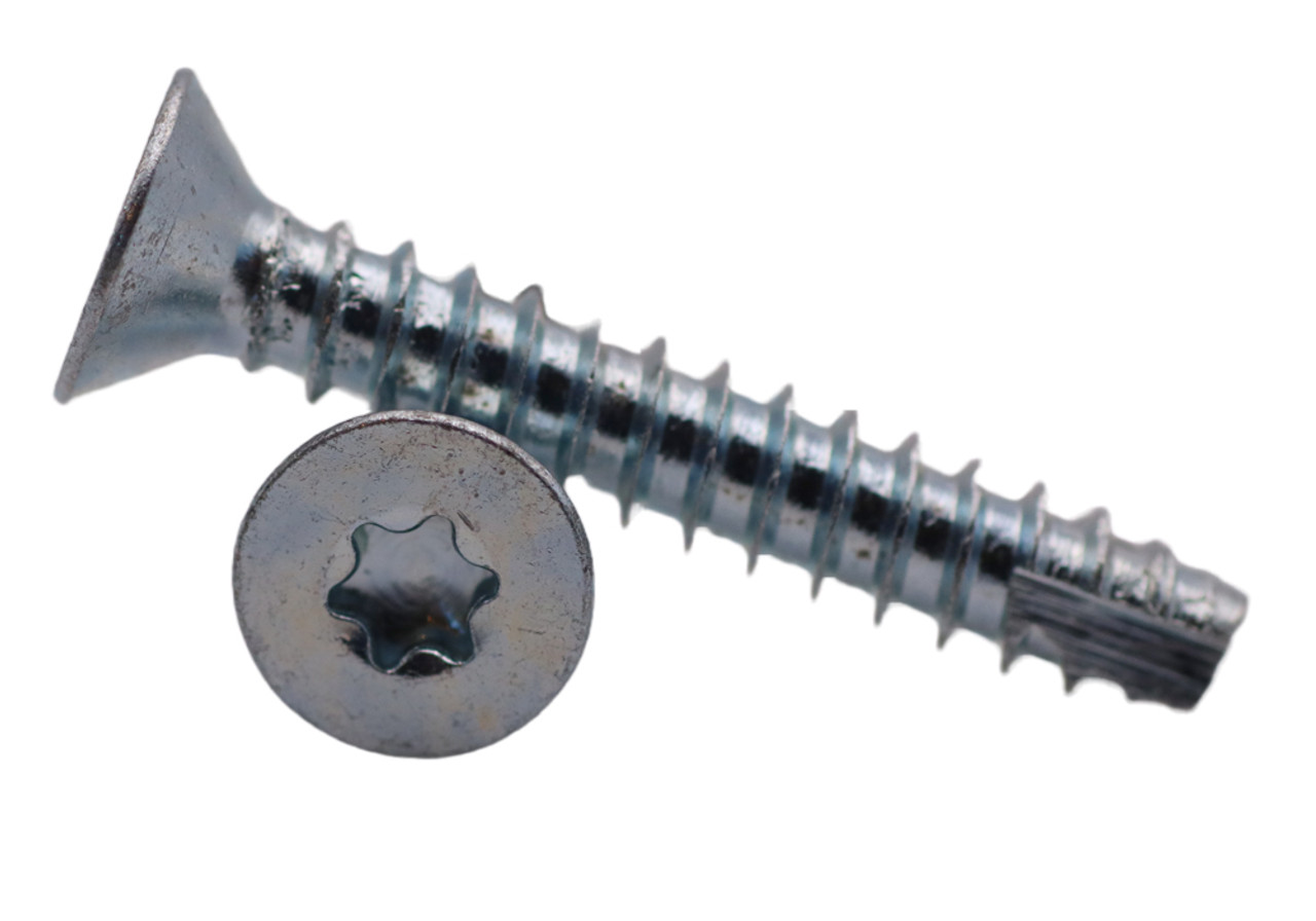 #10-24 x 3/4" (FT) Coarse Thread Thread Cutting Screw 6 Lobe Flat Head Type 23 Low Carbon Steel Zinc Plated