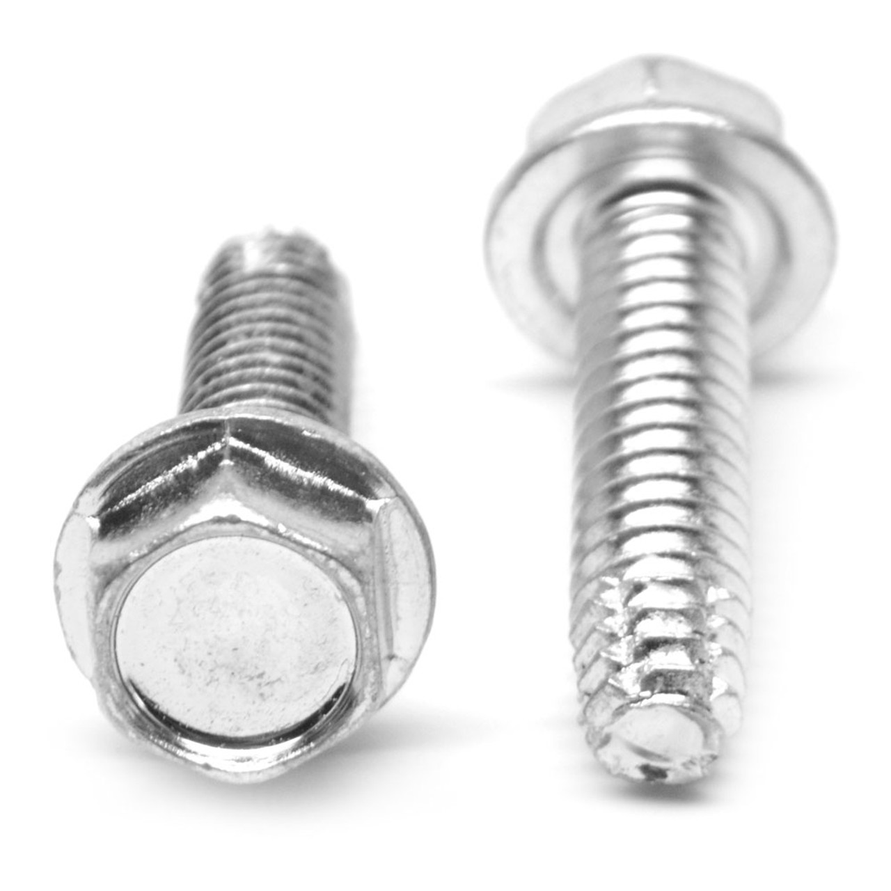 #10-32 x 1" (FT) Fine Thread Thread Cutting Screw Hex Washer Head Type F Low Carbon Steel Zinc Plated