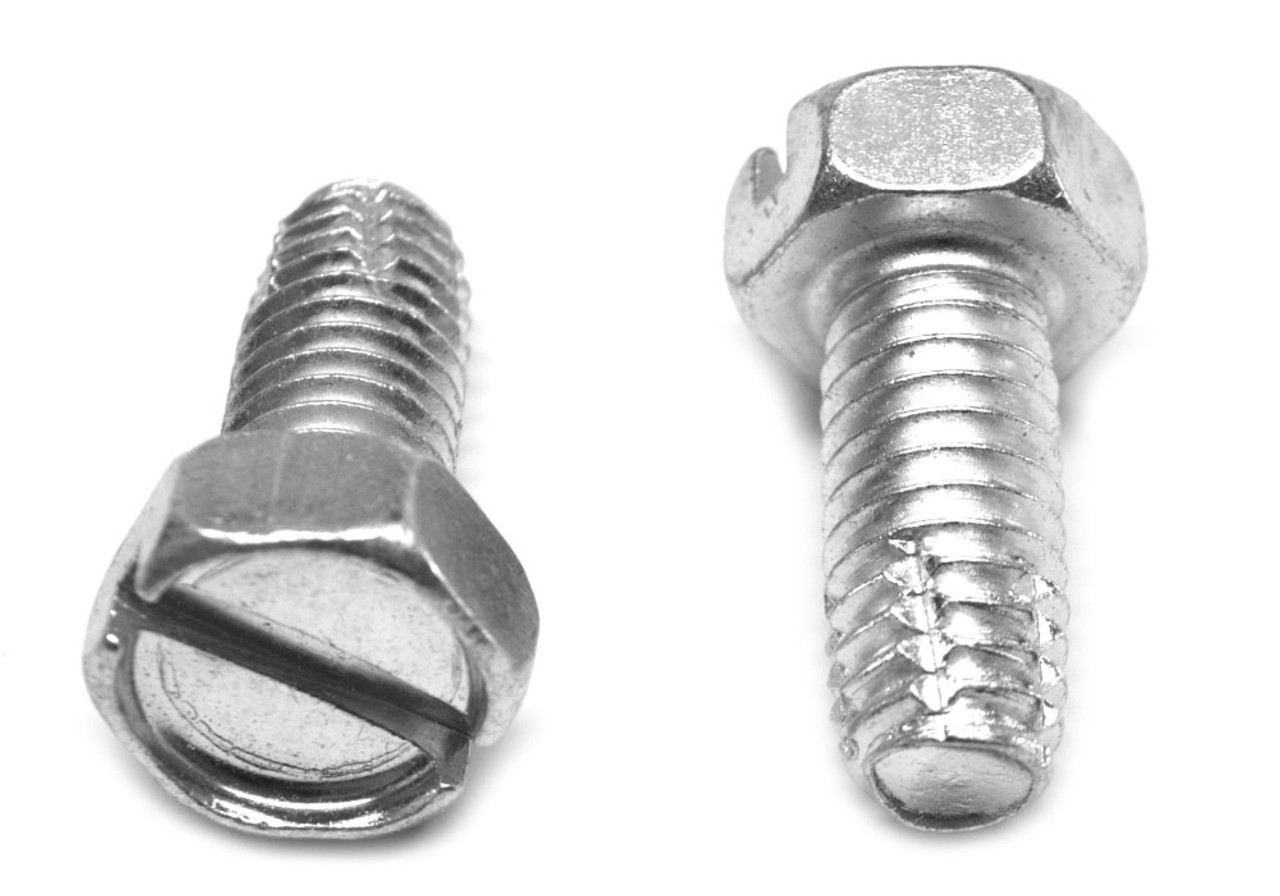 5/16-18 x 3/4 Coarse Thread Thread Cutting Screw Slotted Indented Hex Head Type F Low Carbon Steel Zinc Plated