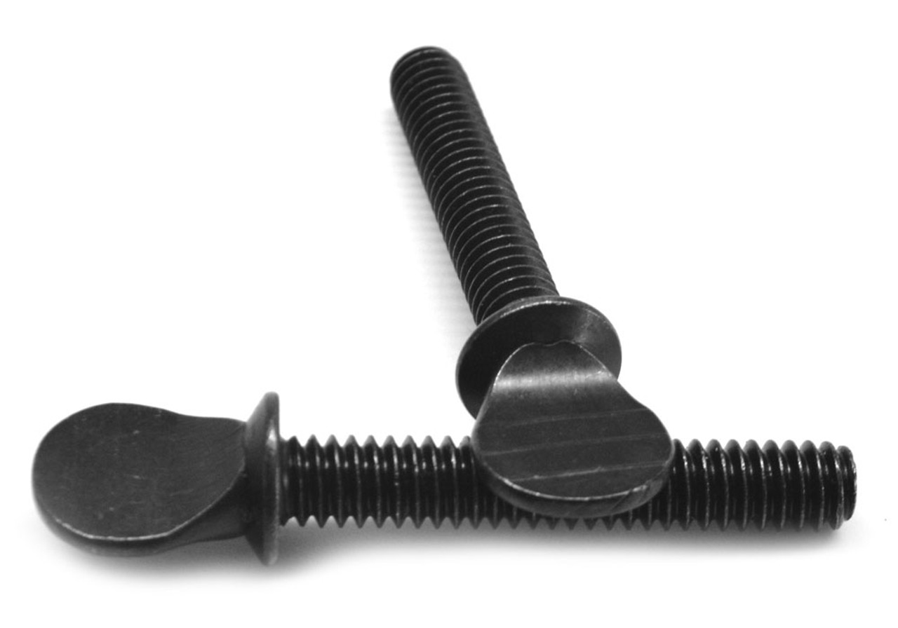 1/4-20 x 1 1/2 Coarse Thread Thumb Screw Type A With Shoulder Low Carbon Steel Black Oxide