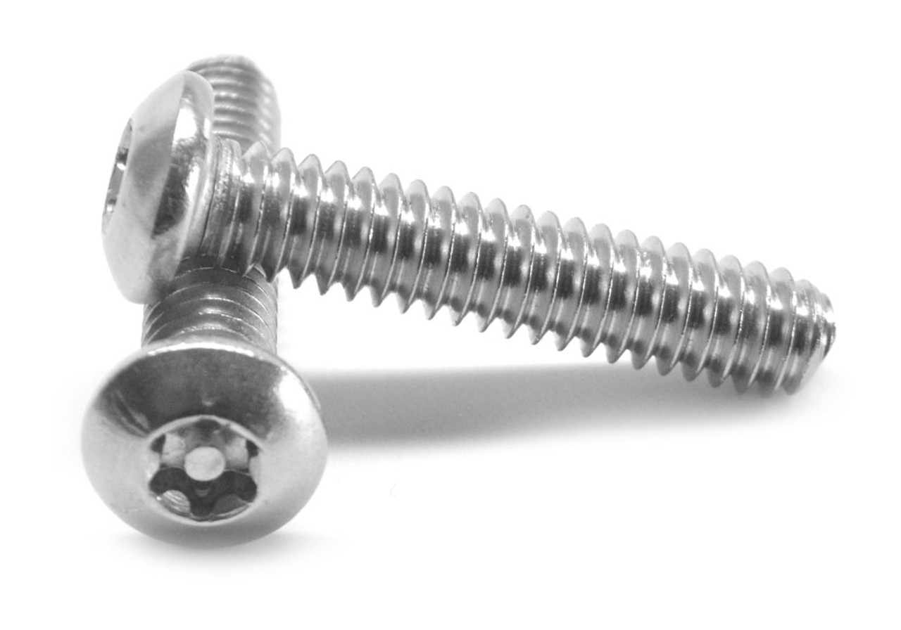 #10-24 x 1" (FT) Coarse Thread 6 Lobe Button Head Cap Screw Tamper Resistant Pin-In Stainless Steel 18-8