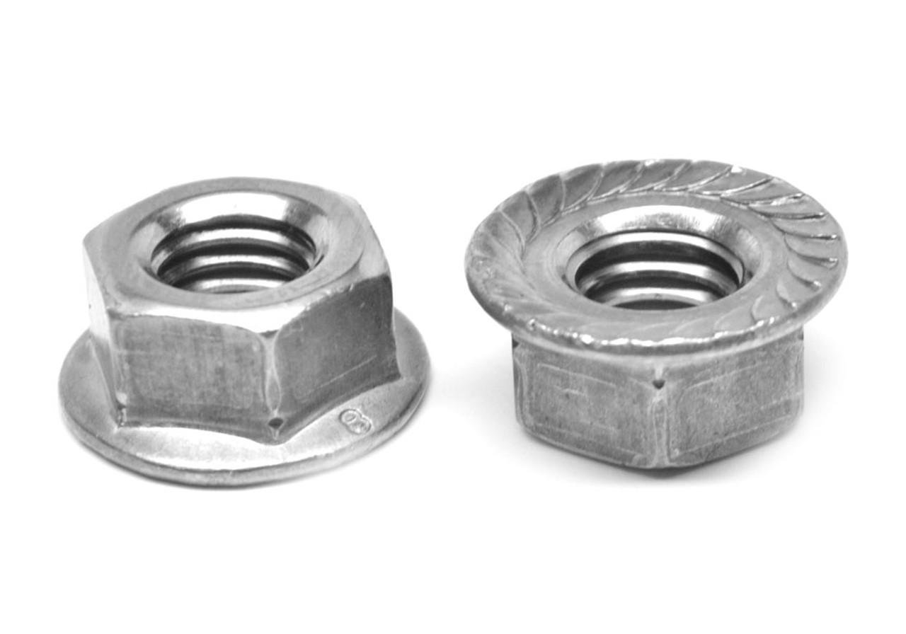 M12 x 1.75 Coarse Thread DIN 6923 Class 8 Hex Flange Nut with Serration Medium Carbon Steel Plain Finish