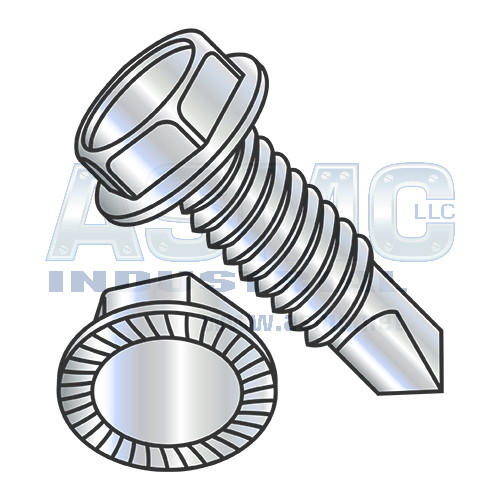 1/4-20X1 7/16 A/F Hd Hgt.172-.190 Unslot Ind Hexwash Serrate Self Drill F/T #2 Zinc Bake