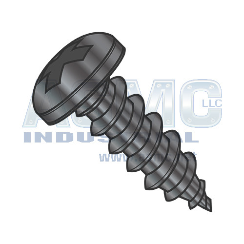 2-32X3/16 Phil Pan Self Tapping Screw Type A B Full Thread 18 8 Stainless Steel Black Ox