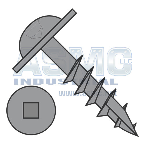 8-9X1 1/2 Square Round Washer Pocket Hole Face Frame Coarse Thrd Type17 Partial Thrd Plain