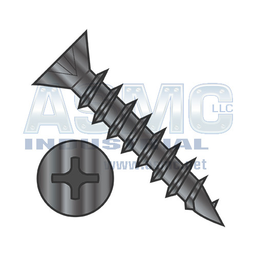 6-13X1/2 Phillips Flat Head no Nibs Deep Thread Wood/Hinge Screw Full Thread Black Ox Oil