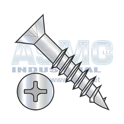 6-13X1 1/2 Phillips Flat Head no Nibs Deep Thread Wood Screw 2/3 Threaded Zinc Bake