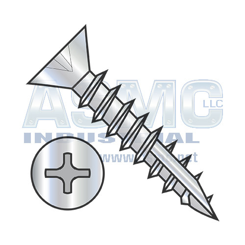 6-13X5/8 Phil Flat .260-.279 OD no Nibs Deep Thread Wood Screw Type17 Full Thrd Nickel