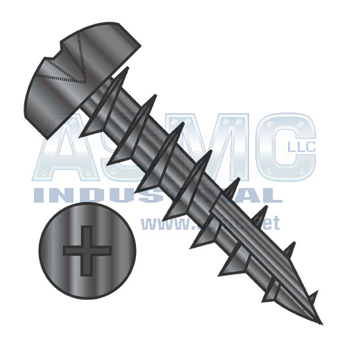 12-8X5/8 Phillips Pan Deep Thread Screw Type 17 point Full Thread Black Oxide and Oil