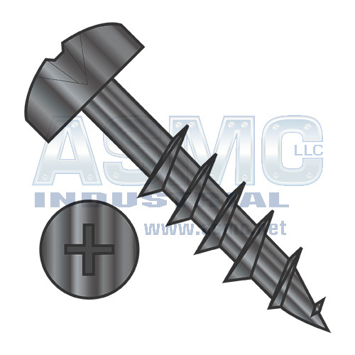 8-11X1 1/2 Phillips Pan Deep Thread Wood Screw 2/3 Thread Black Oxide and Oil