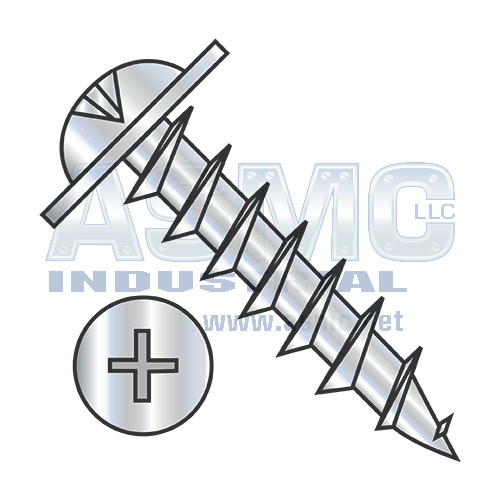 8-11X1 Phillips Drive Round Washer Head Deep Thread Wood Screw Full Thread Zinc Bake