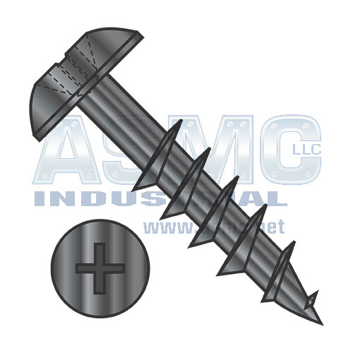 8-11X1 1/2 Phillips Truss Deep Thread Wood Screw 2/3 Thread Black Oixde