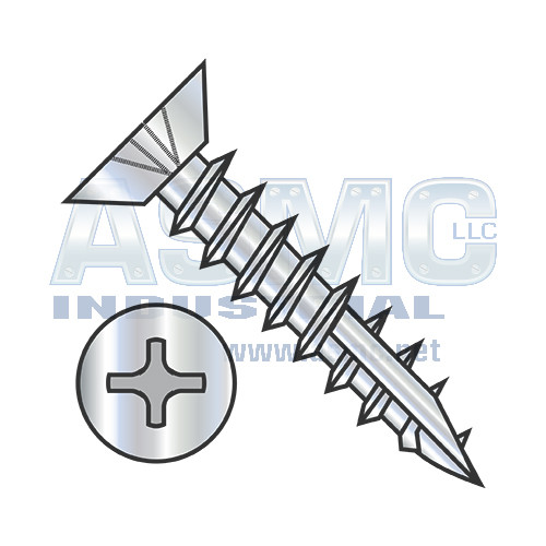 6-13X7/16 Phillips Flat Undercut Deep Thread Wood Screw Type 17 Full Thread Zinc Bake