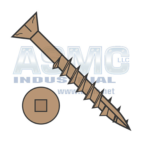 9-9X3 Square Flat Nibs Deck Screw Type17 2/3 Thread Tan Ceramic 1,200HR Salt Spray