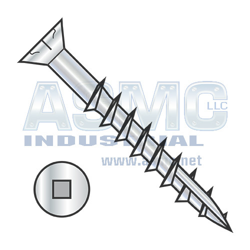 6X2 Square Flat Nibs Deck Screw Type 17 2/3 Thread Zinc Bake 1,000HR Salt Spray