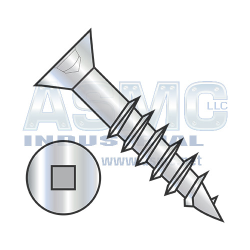 8X1 1/2 Flat Head (no nibs) Square Drive Deep Thread Wood Screw 2/3 Threaded Zinc Bake