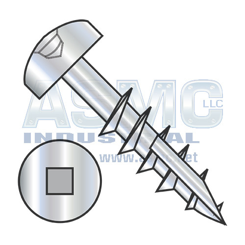 7-12X1 1/4 Square Drive Pan Head Deep Thread Screw Type 17 2/3 Thread Zinc Bake