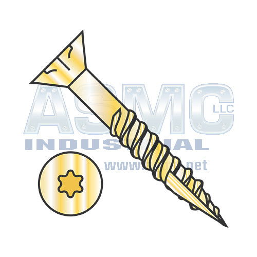 6-13X1 5/8 6 Lobe Flat Nibs Coarse Thread Type 17 Exterior Screw Partial Thread Zinc Yellow