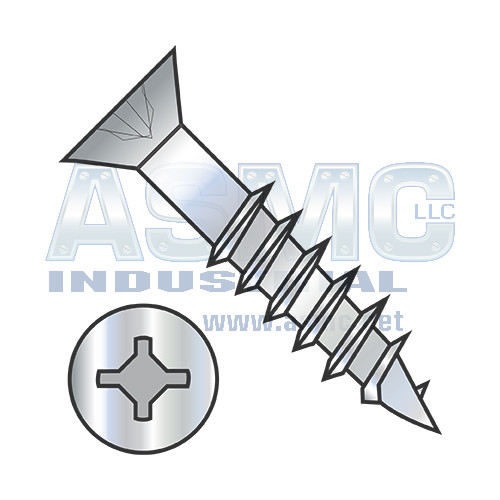 8X2 1/2 Square Phillips Drive Flat Head no Nibs Deep Thread Wood Screw 2/3 Thrd ZincBaKe
