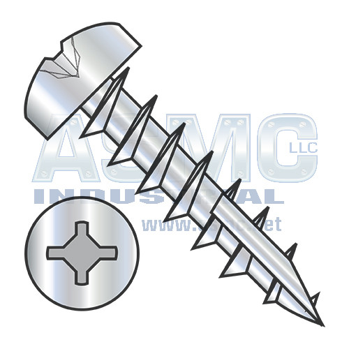 6-13X3/4 Square Phil Drive Pan Deep Thread Wood Screw Full Thread Type 17 Zinc Bake
