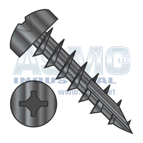 8-11X1/2 Square Phil Drive Pan Deep Thread Wood Screw Full Thread Type 17 Black Oxide Oil