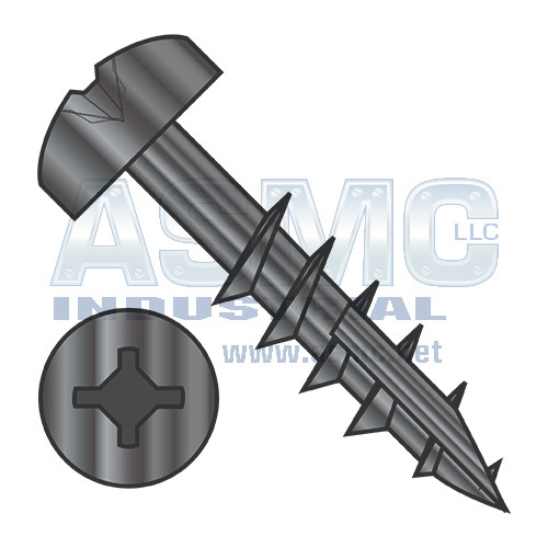 10-9X1 1/4 Square Phil Drive Pan Deep Thread Wood Screw 2/3 Thread Type 17 Black Oxide Oil