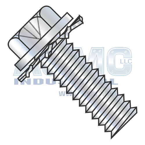 8-32X3/8 Phillips Indent Hex Washer External Sems Machine Screw Full Thread Zinc & Bake